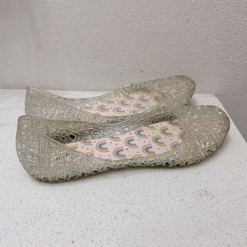 🌺 Transparent Girls Jelly Flats! Size 1!